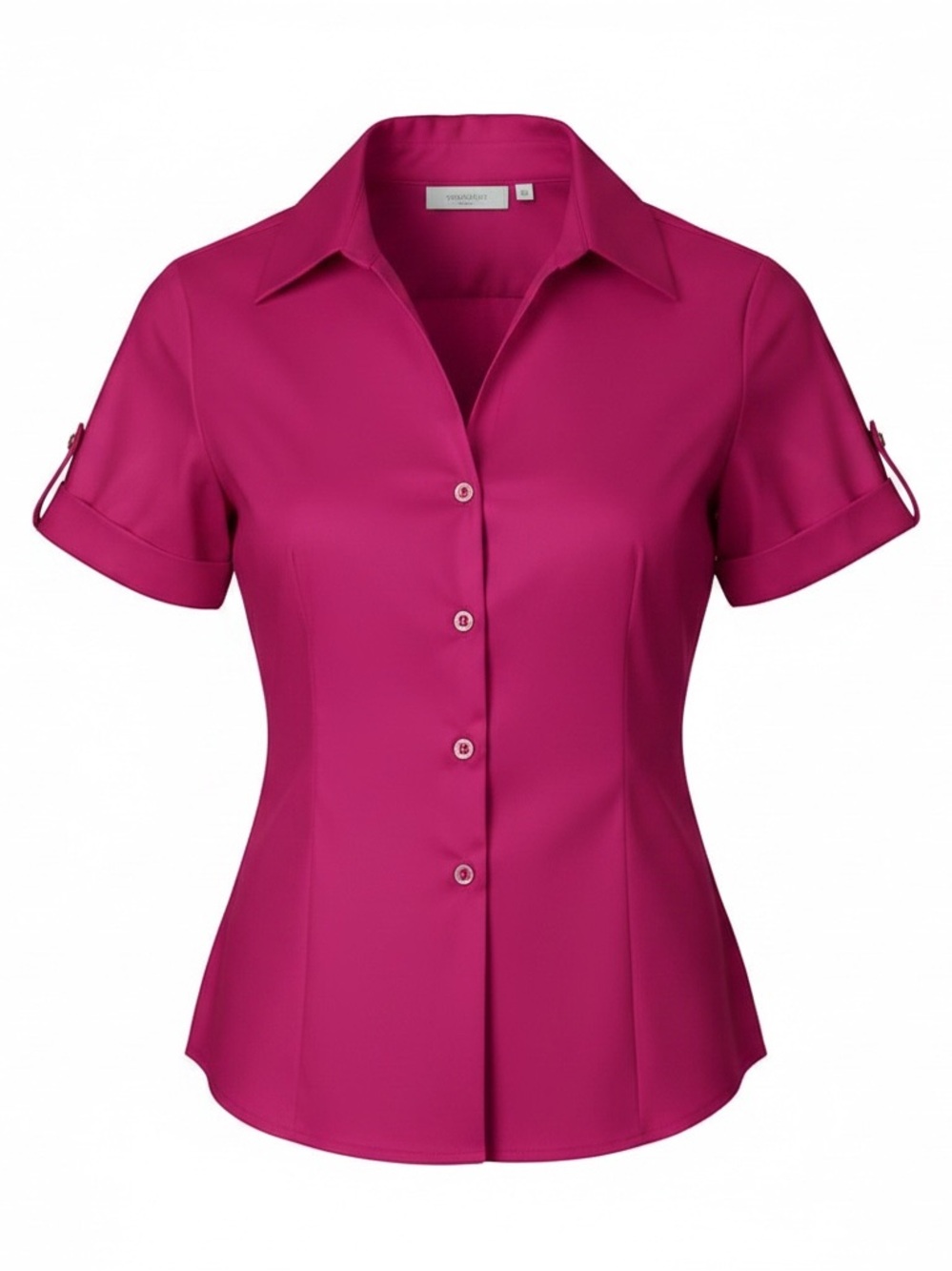 Chicos 0(S/4) pink short rolled cuff 100% cotton modal button‎ up classic top